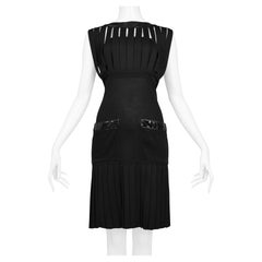 Vintage Chanel Black Knit & Wet Look Cage Dress