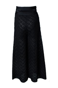 Chanel, black knit wide leg pants