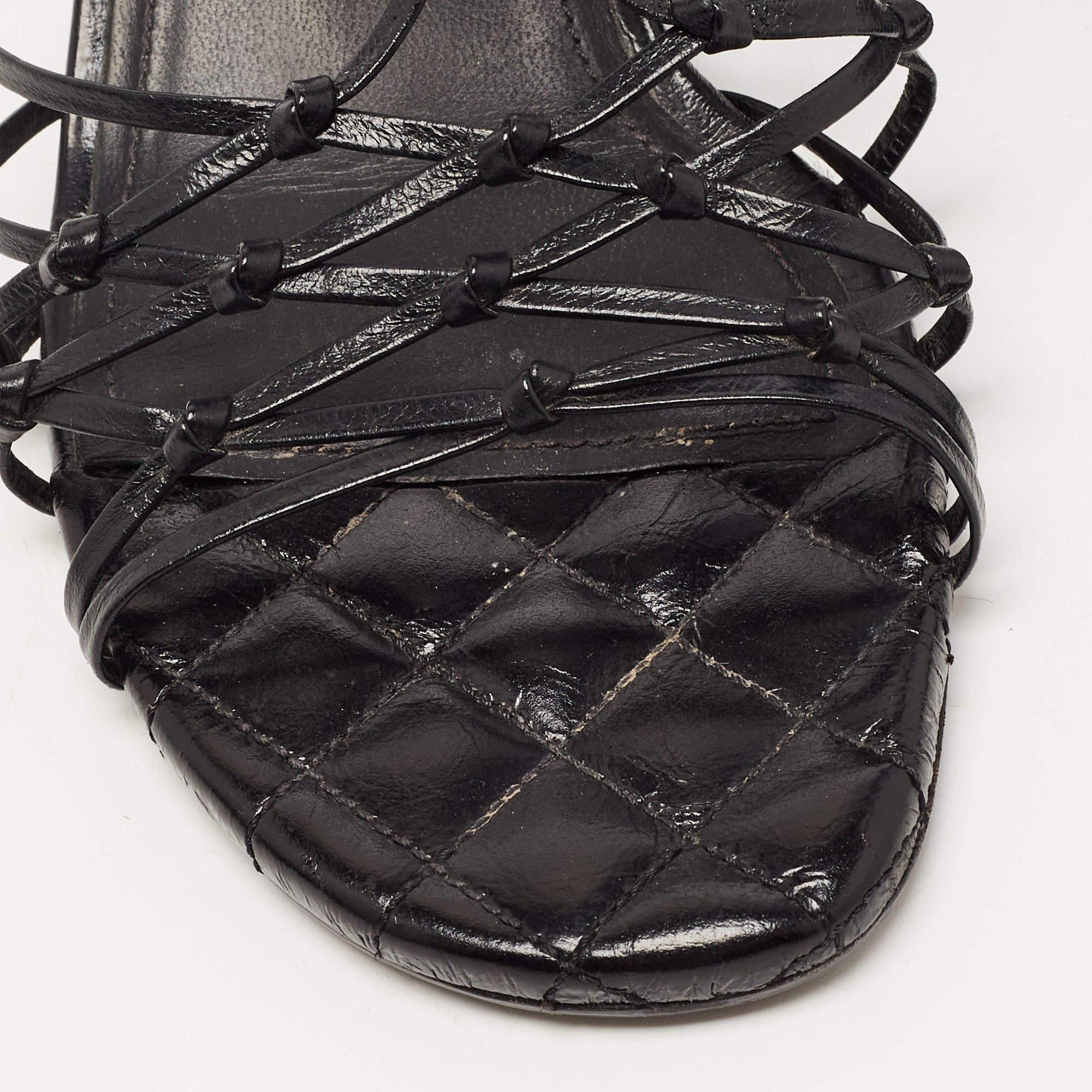 Chanel Black Knotted Leather Strappy Sandals Size 41 1
