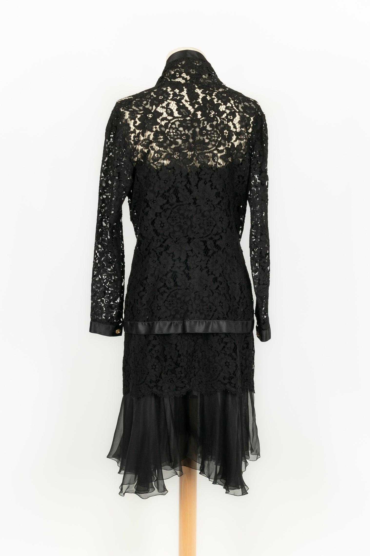 Women's Chanel Black Lace and Silk Set For Sale