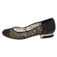 Chanel Black Lace Ballet Flats Size 37