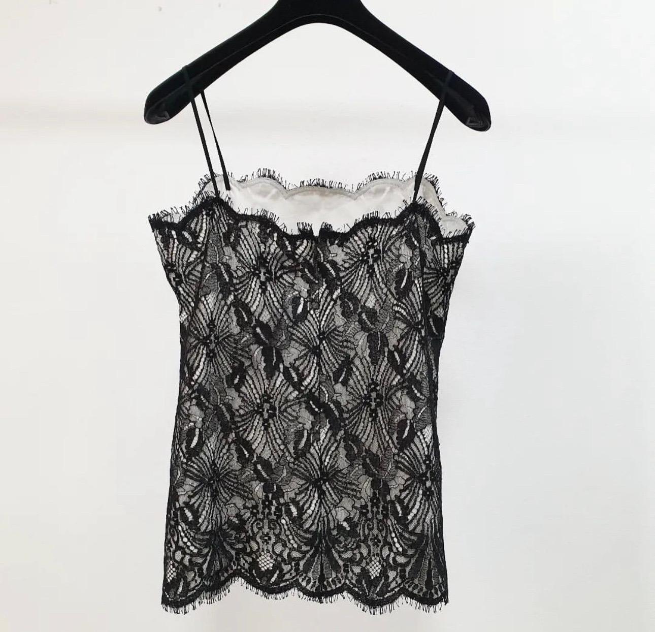 CHANEL Black Lace Camisole In Excellent Condition For Sale In Krakow, PL
