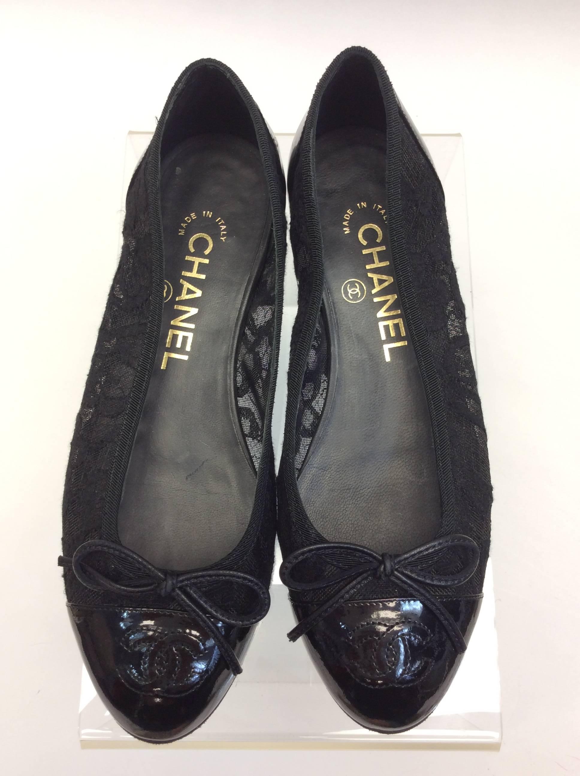Chanel Black Lace Flats For Sale 1