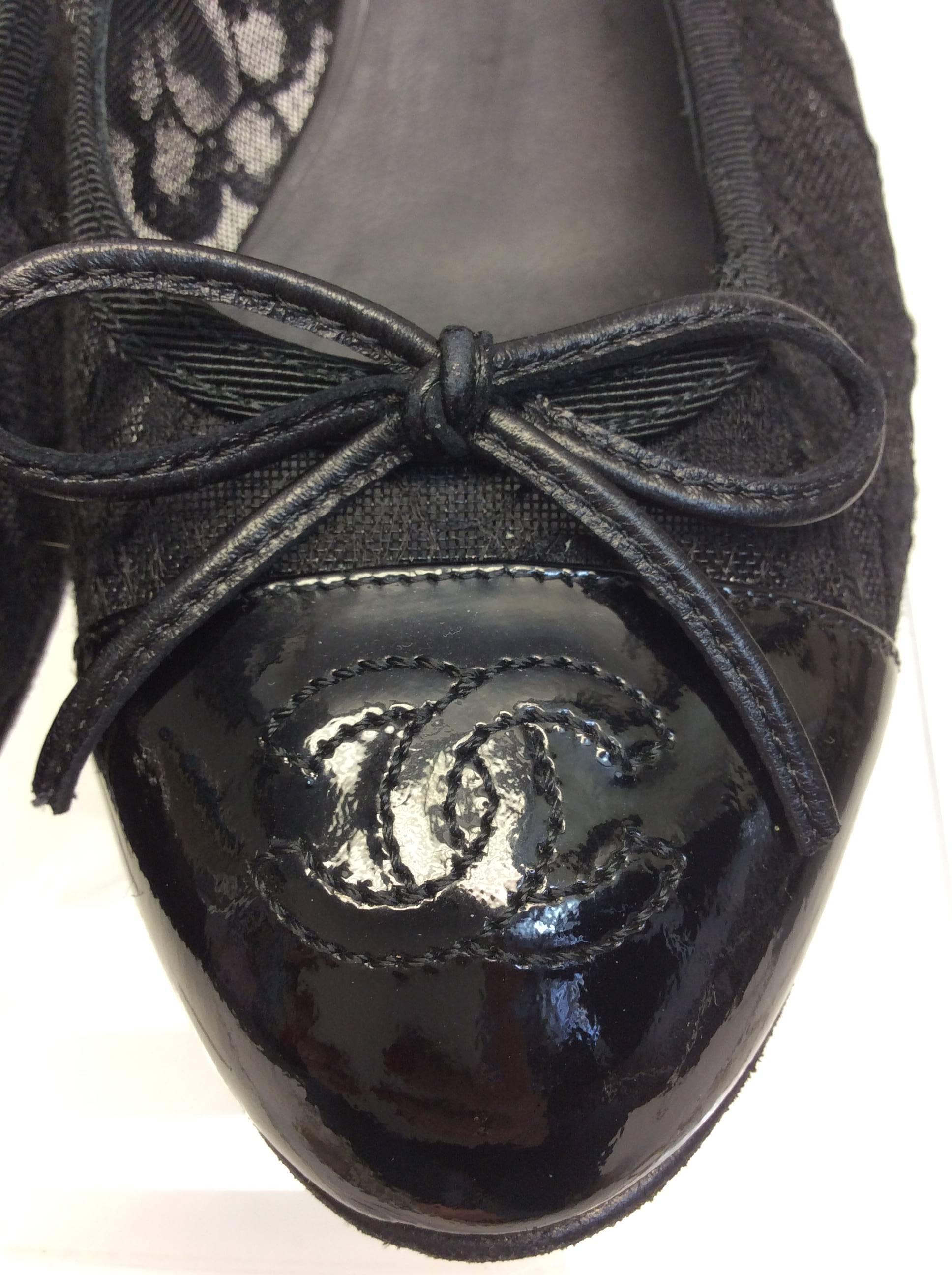 Chanel Black Lace Flats For Sale 2