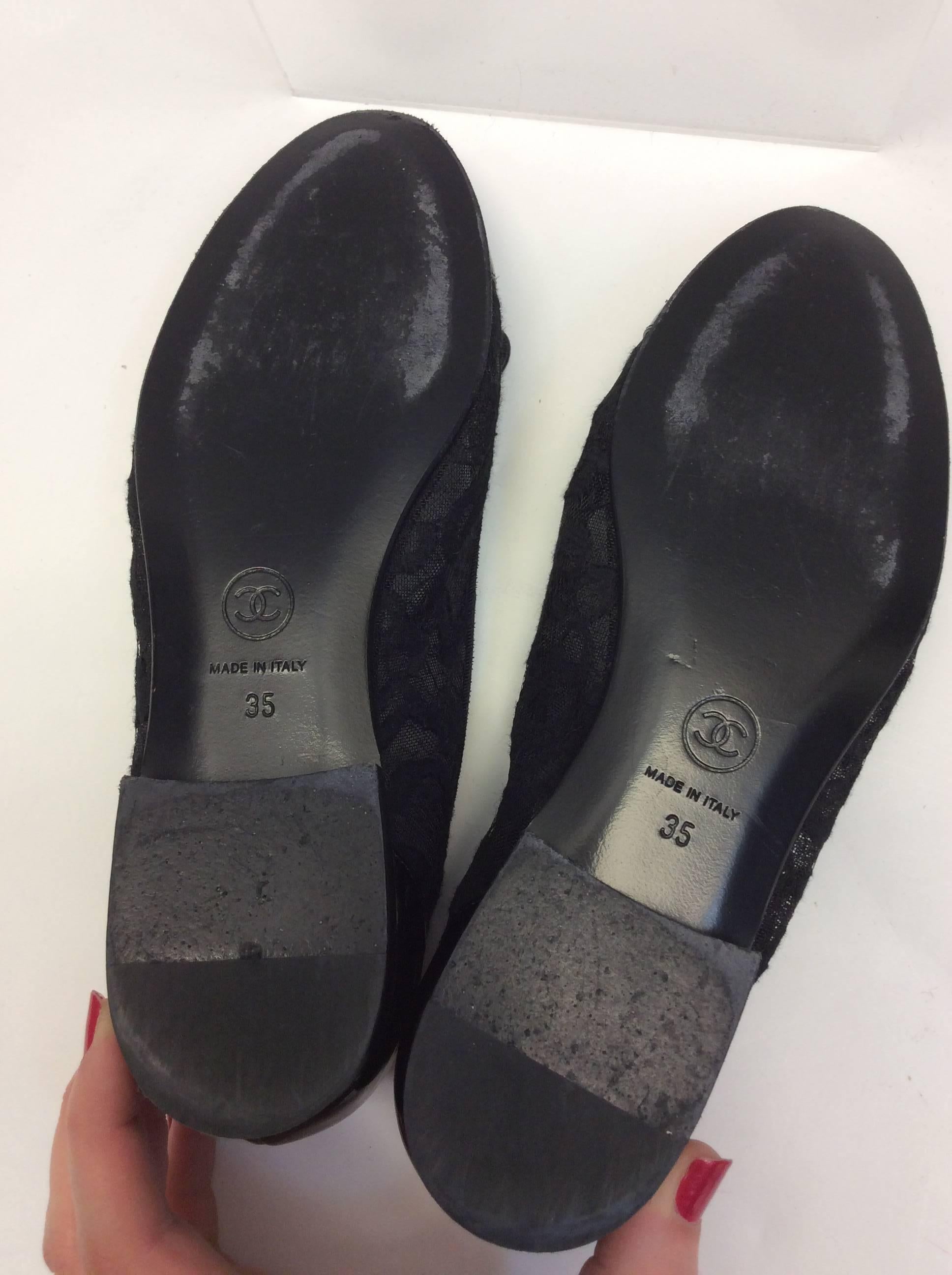 Chanel Black Lace Flats For Sale 4