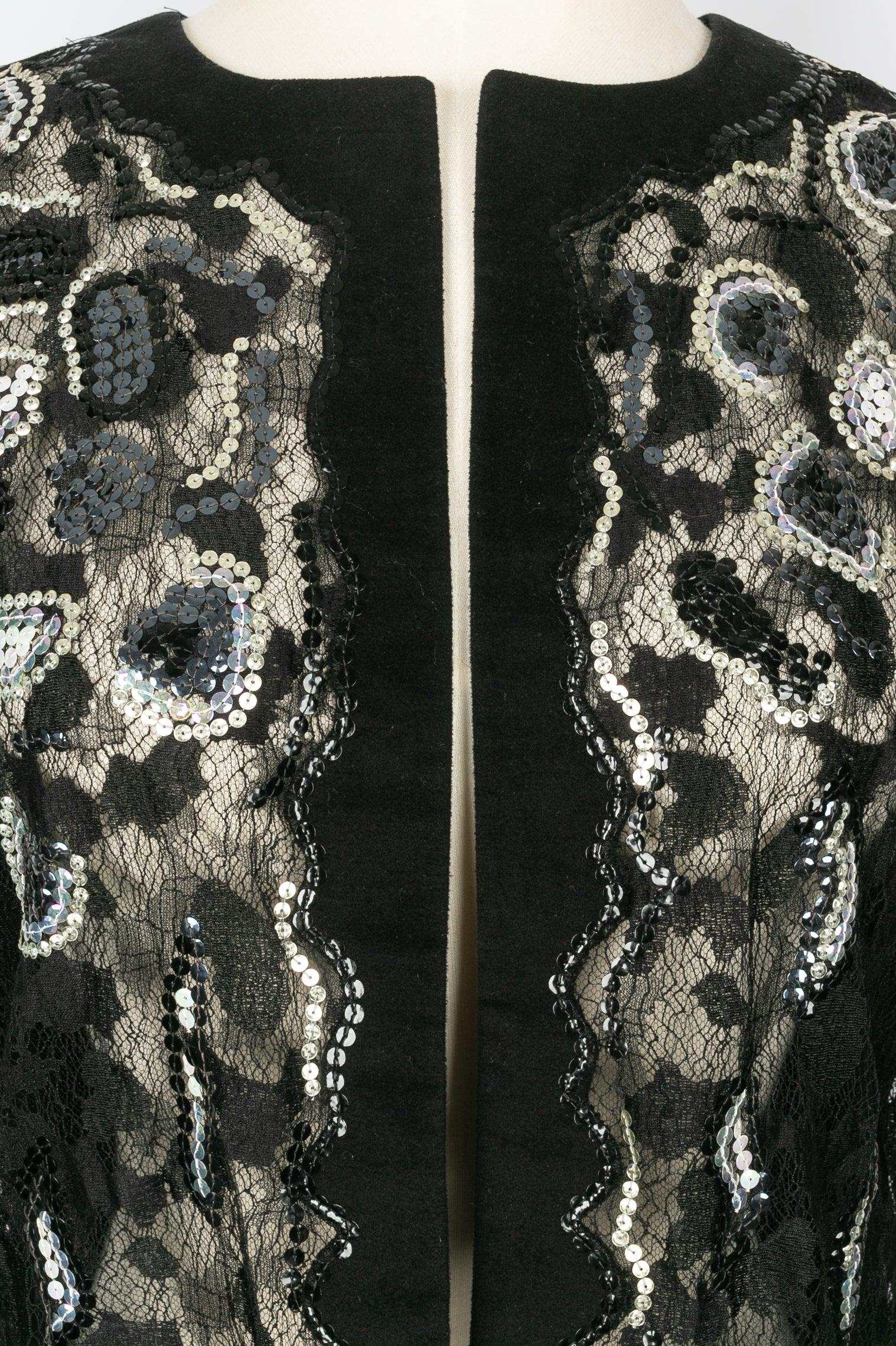 Chanel Black Lace Jacket Embroidered with Blue and Silver Sequins, 2001 1