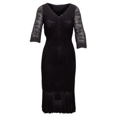 Chanel Black Lace Knit Long Sleeve Dress