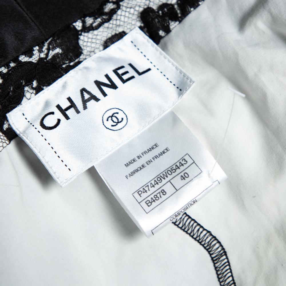 Chanel Black Lace Overlay Single Breasted Blazer M In Good Condition In Dubai, Al Qouz 2