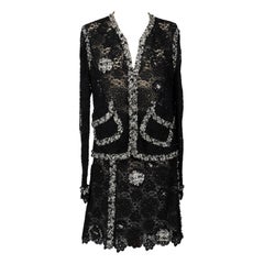 Chanel Black Lace Set Edged with Braids, 2004