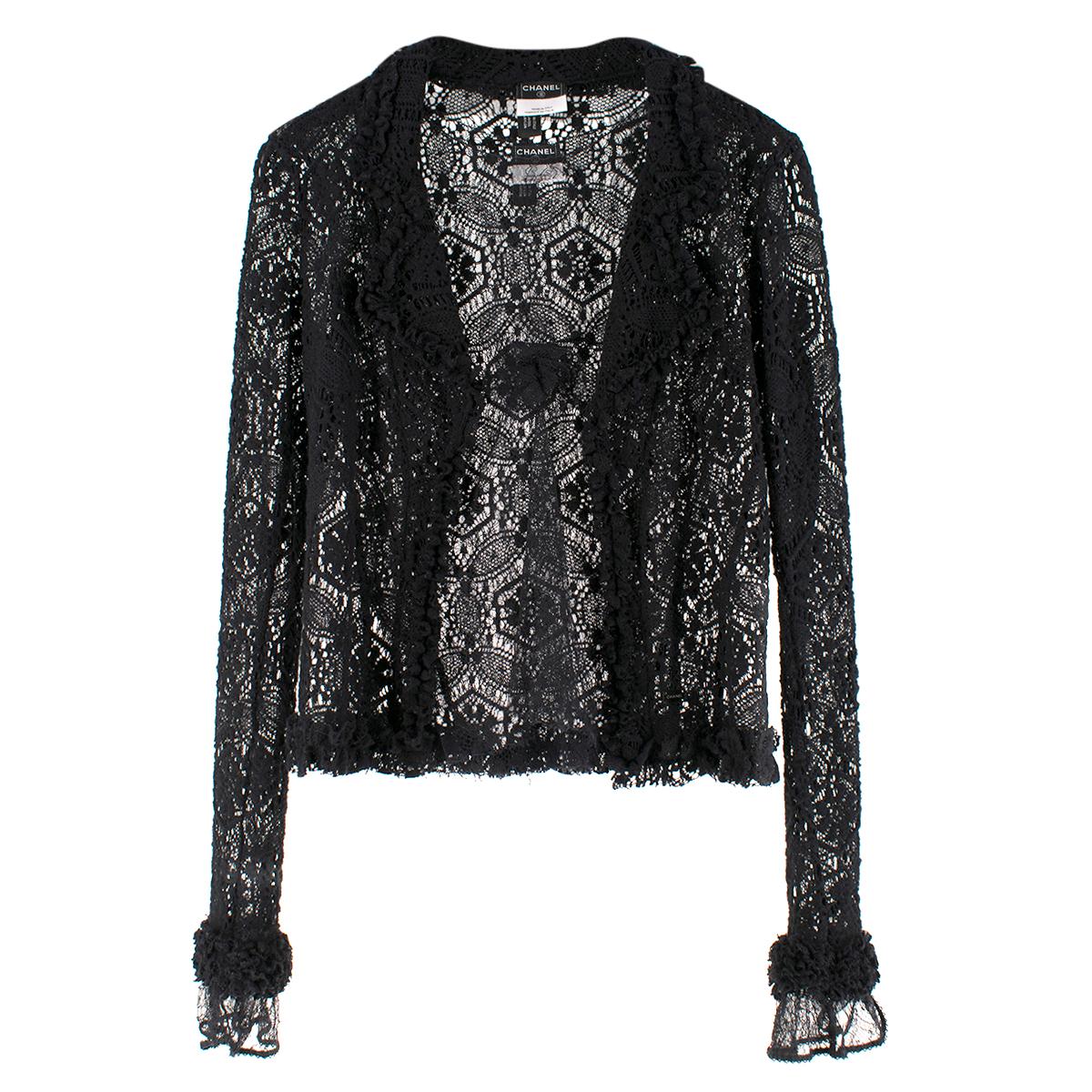 Women's Chanel Black Laced Vest Top & Cardigan Set  FR 38