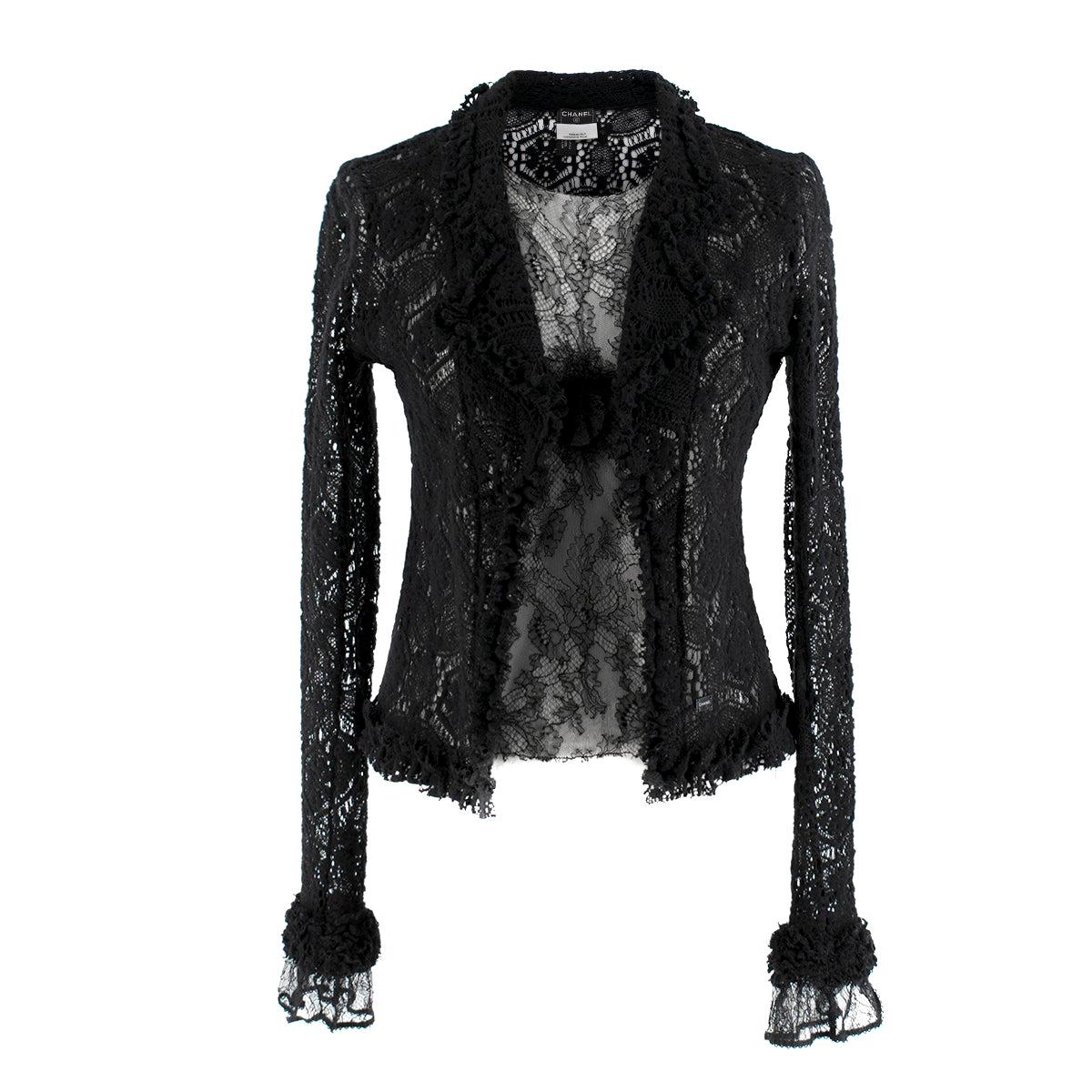 Chanel Black Laced Vest Top & Cardigan Set  FR 38