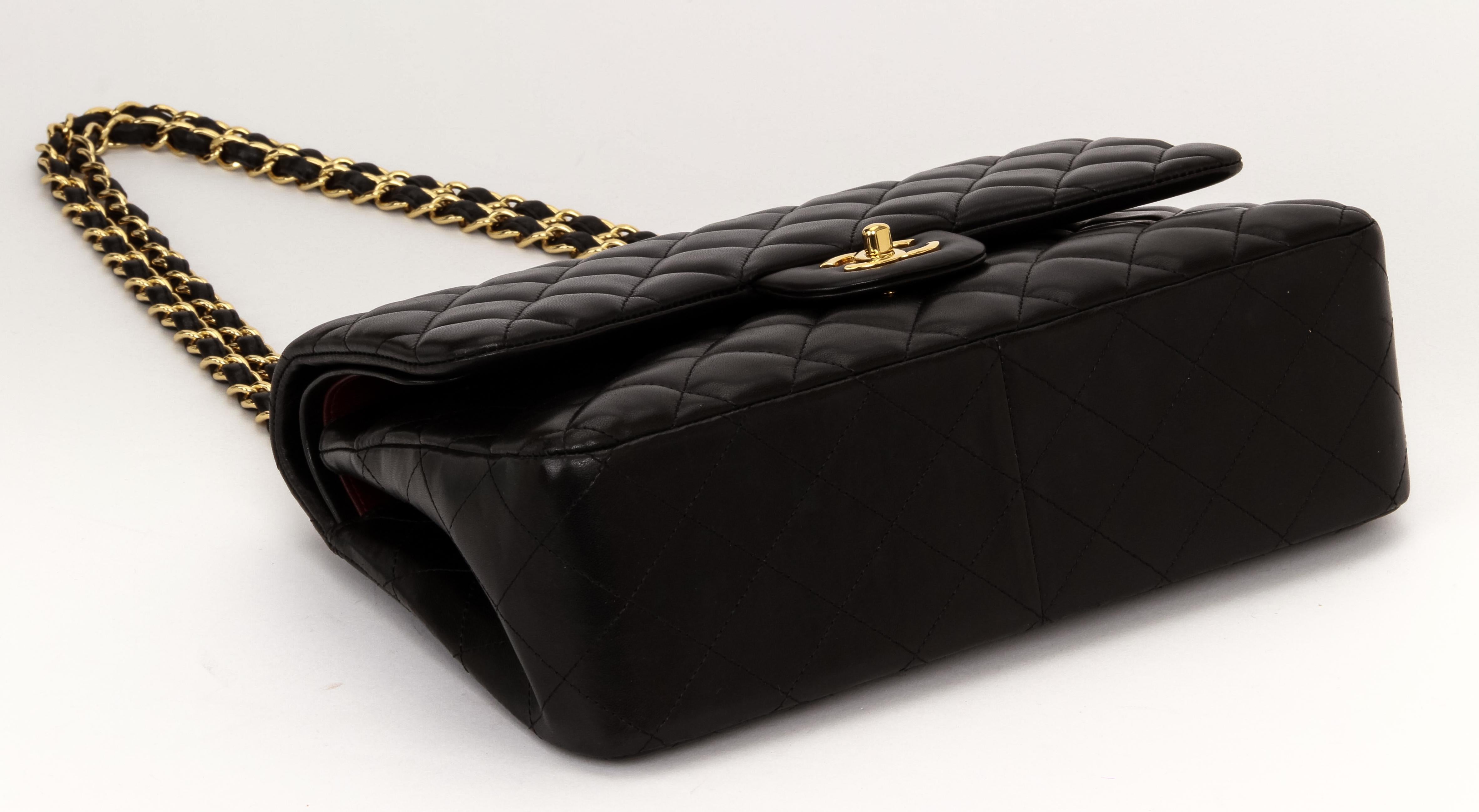 Chanel Black Lamb Jumbo Double Flap Gold Bag For Sale 1
