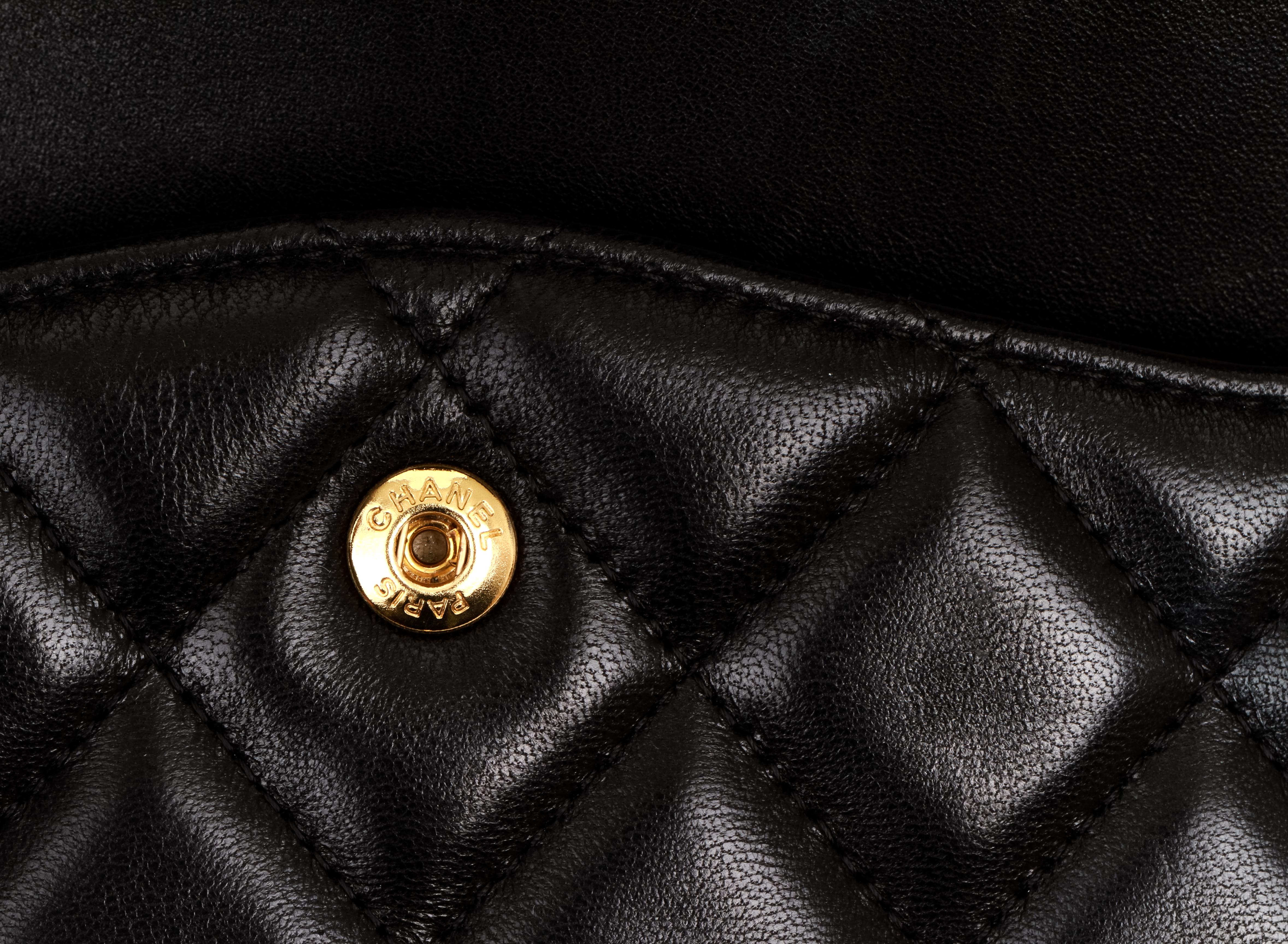 Chanel Black Lamb Jumbo Double Flap Gold Bag 2