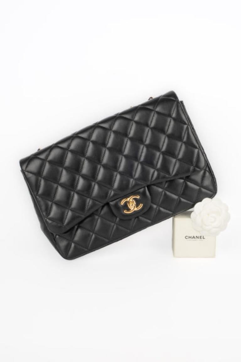 Chanel Black Lamb Leather Classic Bag For Sale 9