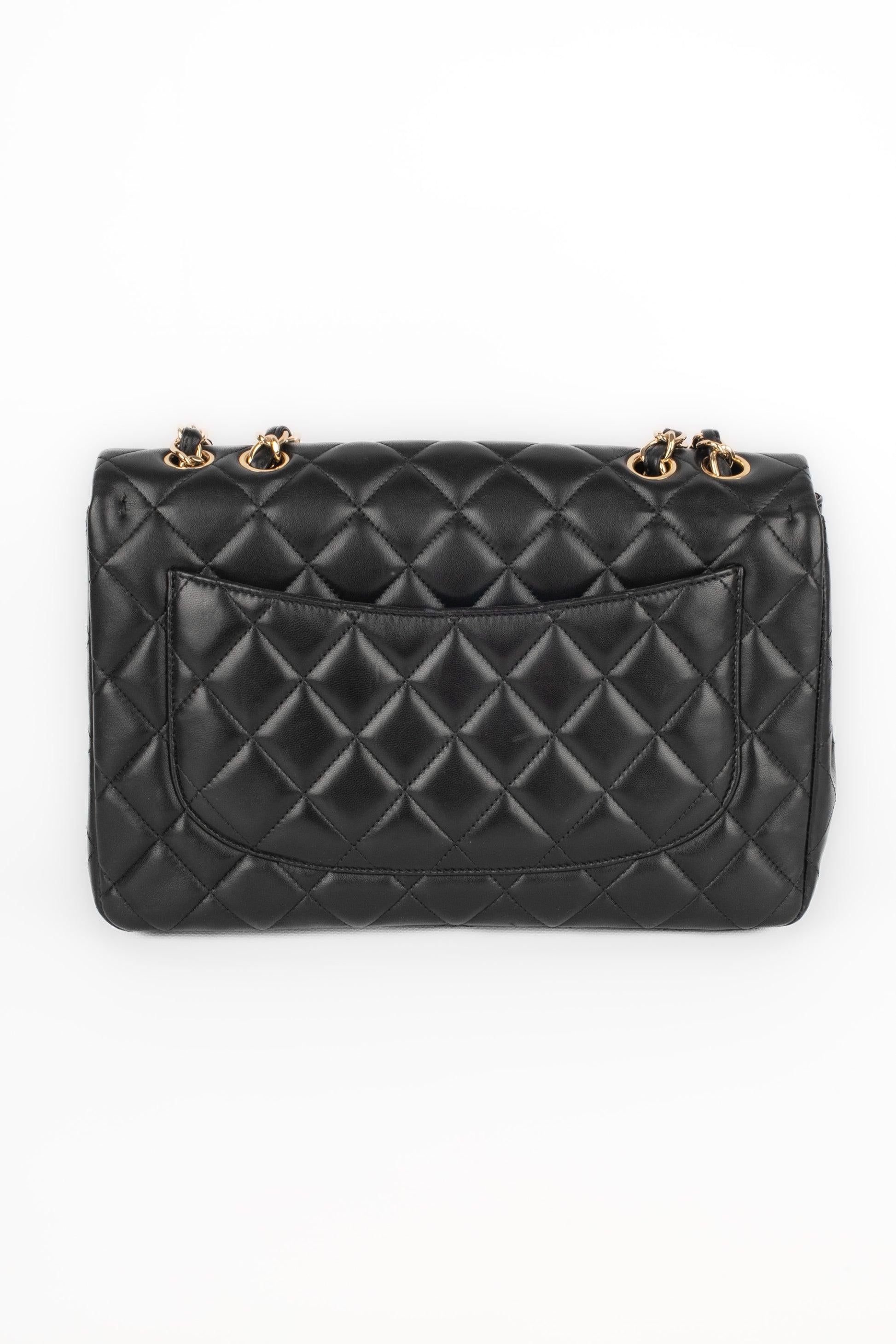 Women's Chanel Black Lamb Leather Classic Bag For Sale