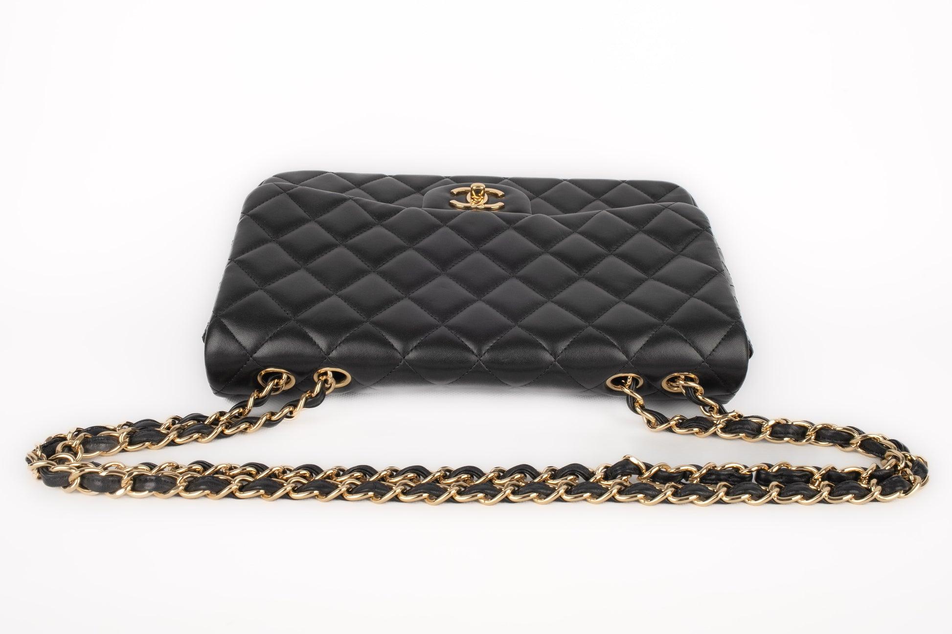 Chanel Black Lamb Leather Classic Bag For Sale 2