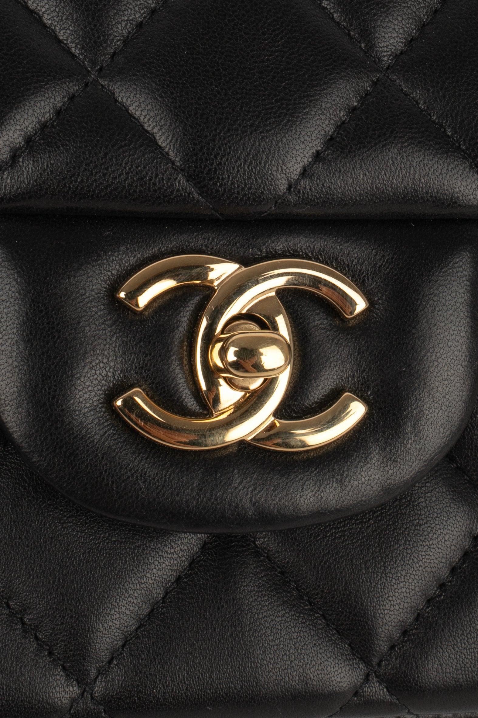 Chanel Black Lamb Leather Classic Bag For Sale 3