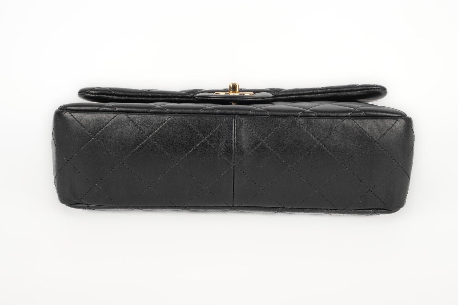 Chanel Black Lamb Leather Classic Bag For Sale 5