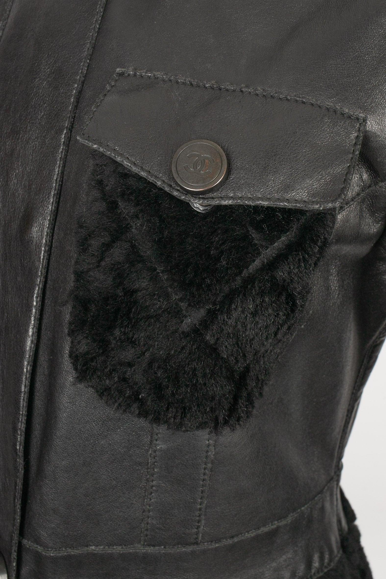 Chanel Black Lamb Leather Jacket, 2010 For Sale 3