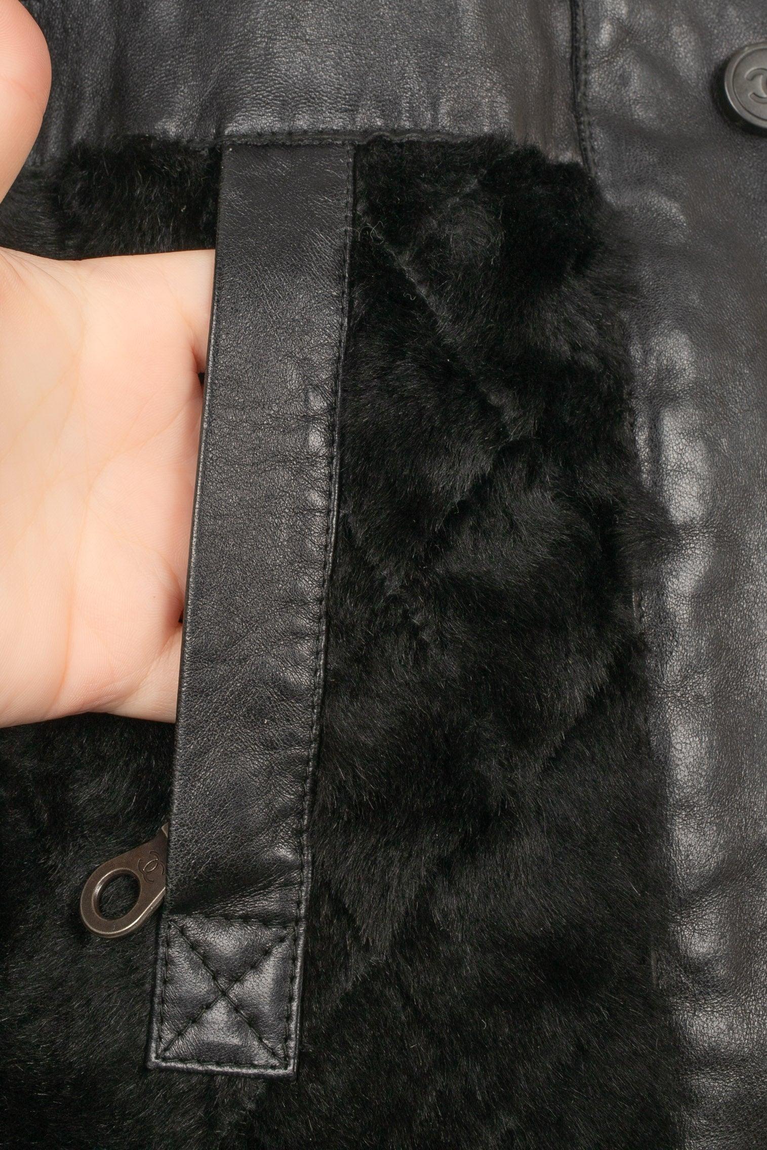 Chanel Black Lamb Leather Jacket, 2010 For Sale 5