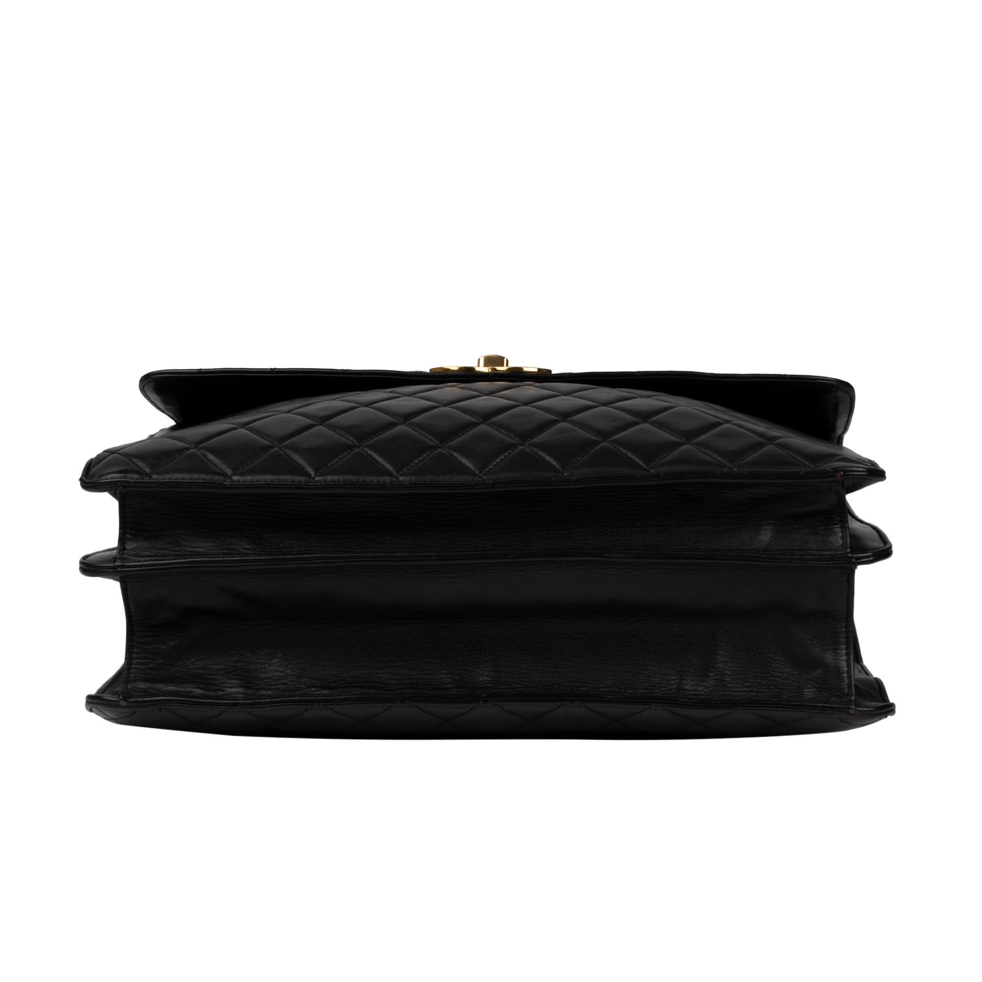 Chanel Black Lamb Skin Leather Briefcase 4