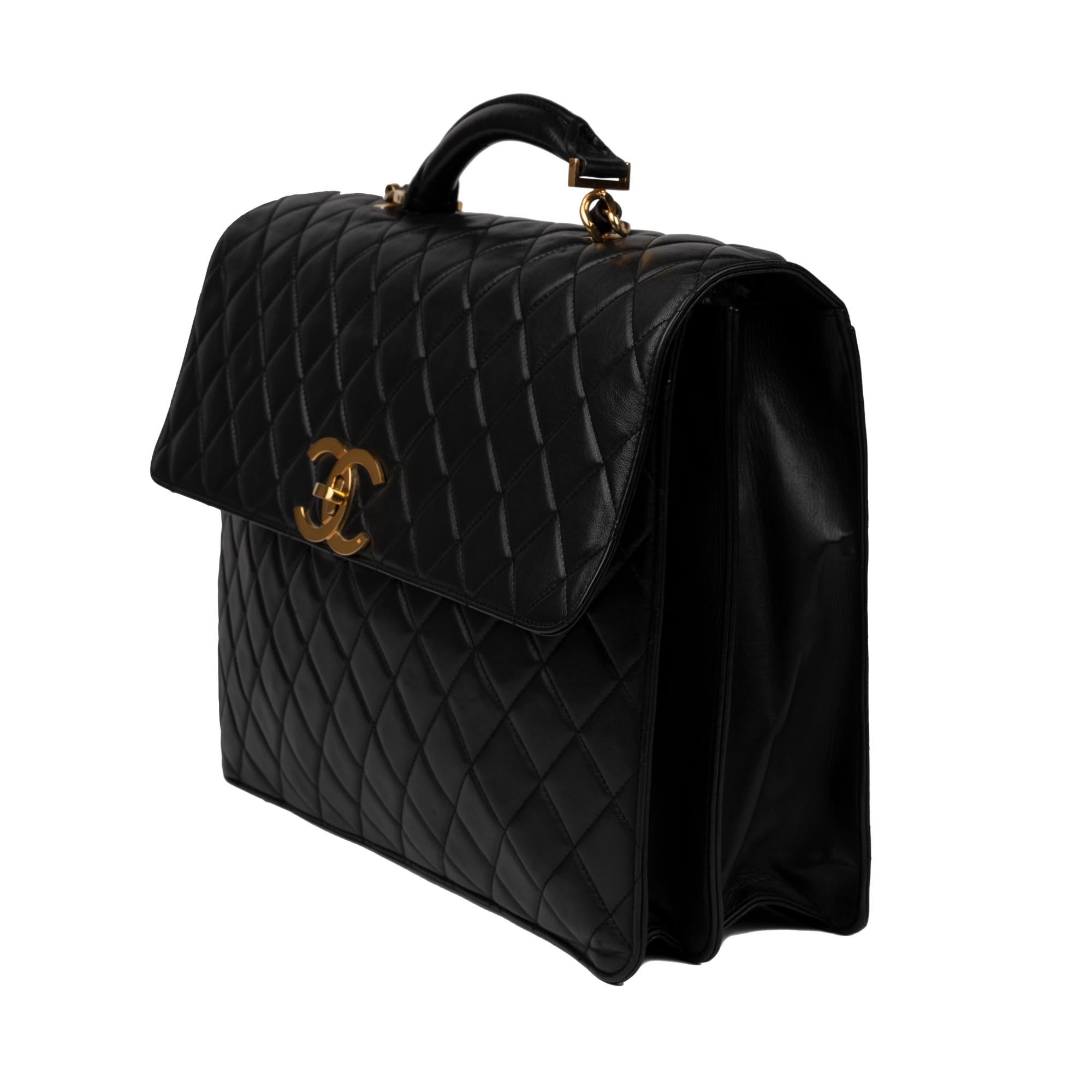 Chanel Black Lamb Skin Leather Briefcase 2