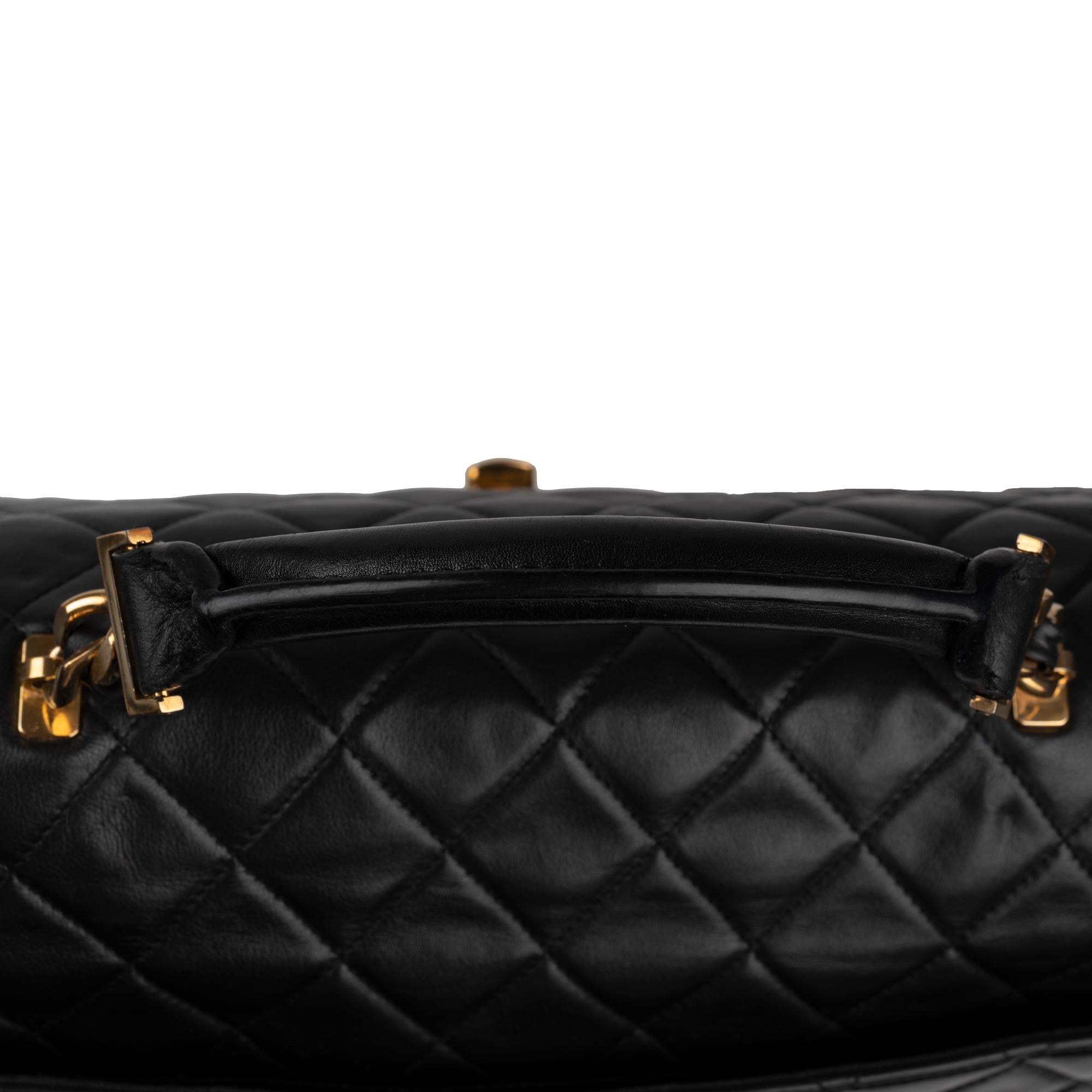 Chanel Black Lamb Skin Leather Briefcase 6
