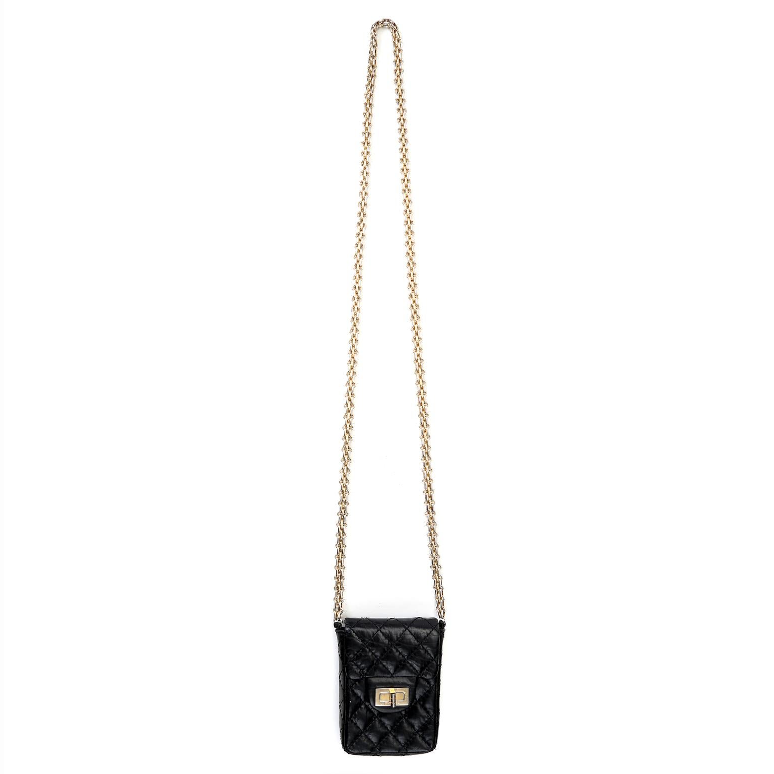 Chanel Black Lambskin 2.55 Reissue Phone Bag 10