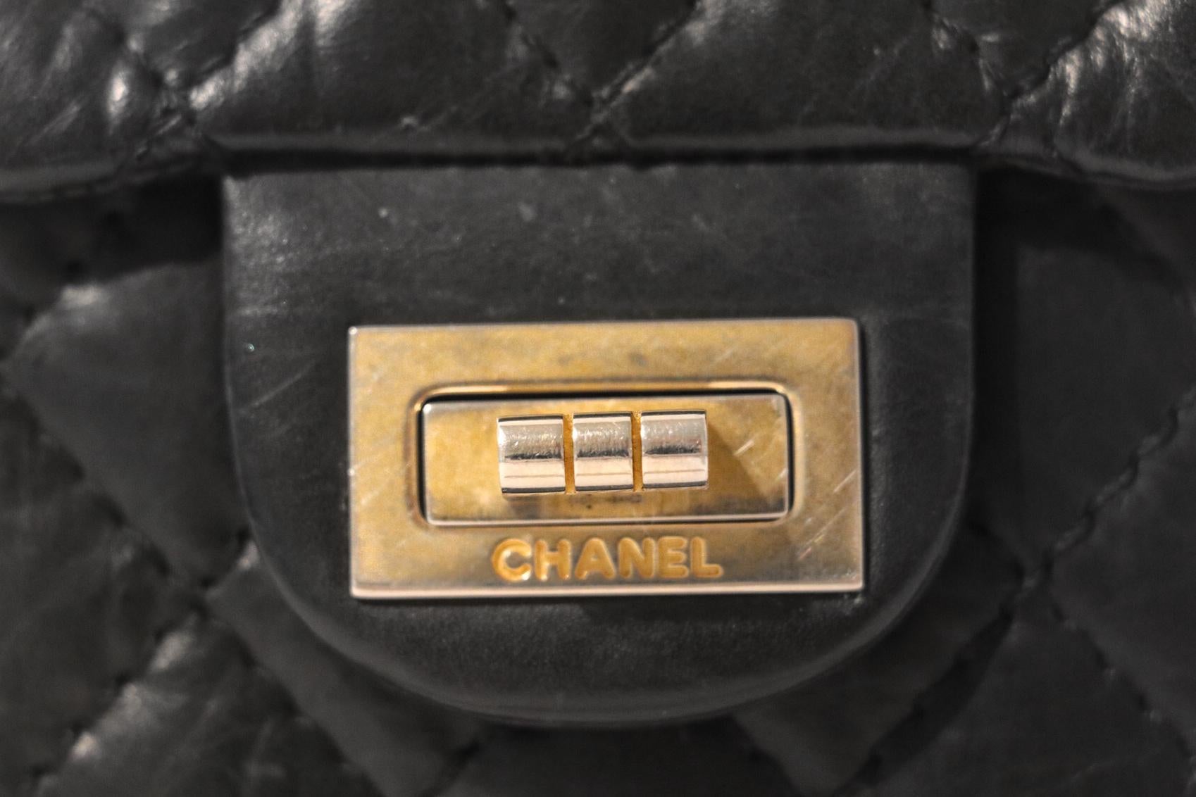 Women's Chanel Black Lambskin 2.55 Reissue Phone Bag