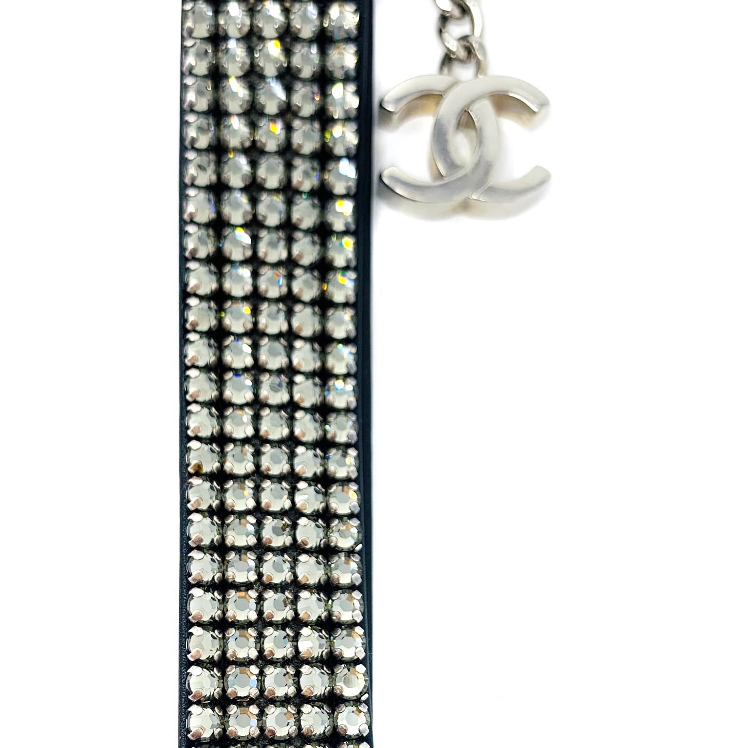 Chanel Black Lambskin and Swarovski Crystal Wristlet 2