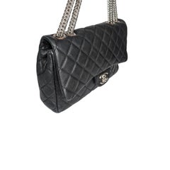 Chanel Borsa Bijoux a catena Jumbo con patta singola in pelle d'agnello nera