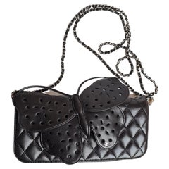 Chanel Black Lambskin Butterfly Wallet on Chain