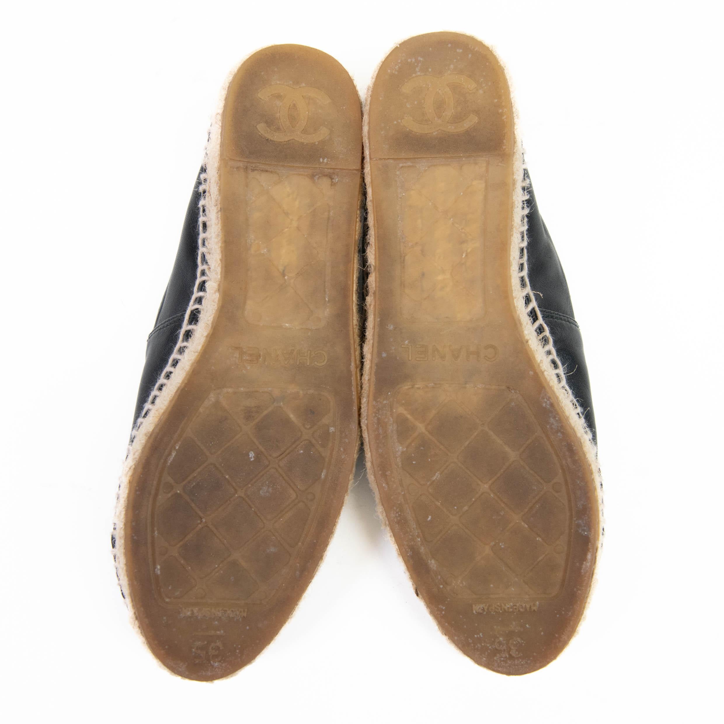 Women's or Men's Chanel Black Lambskin CC Espadrilles Size 35