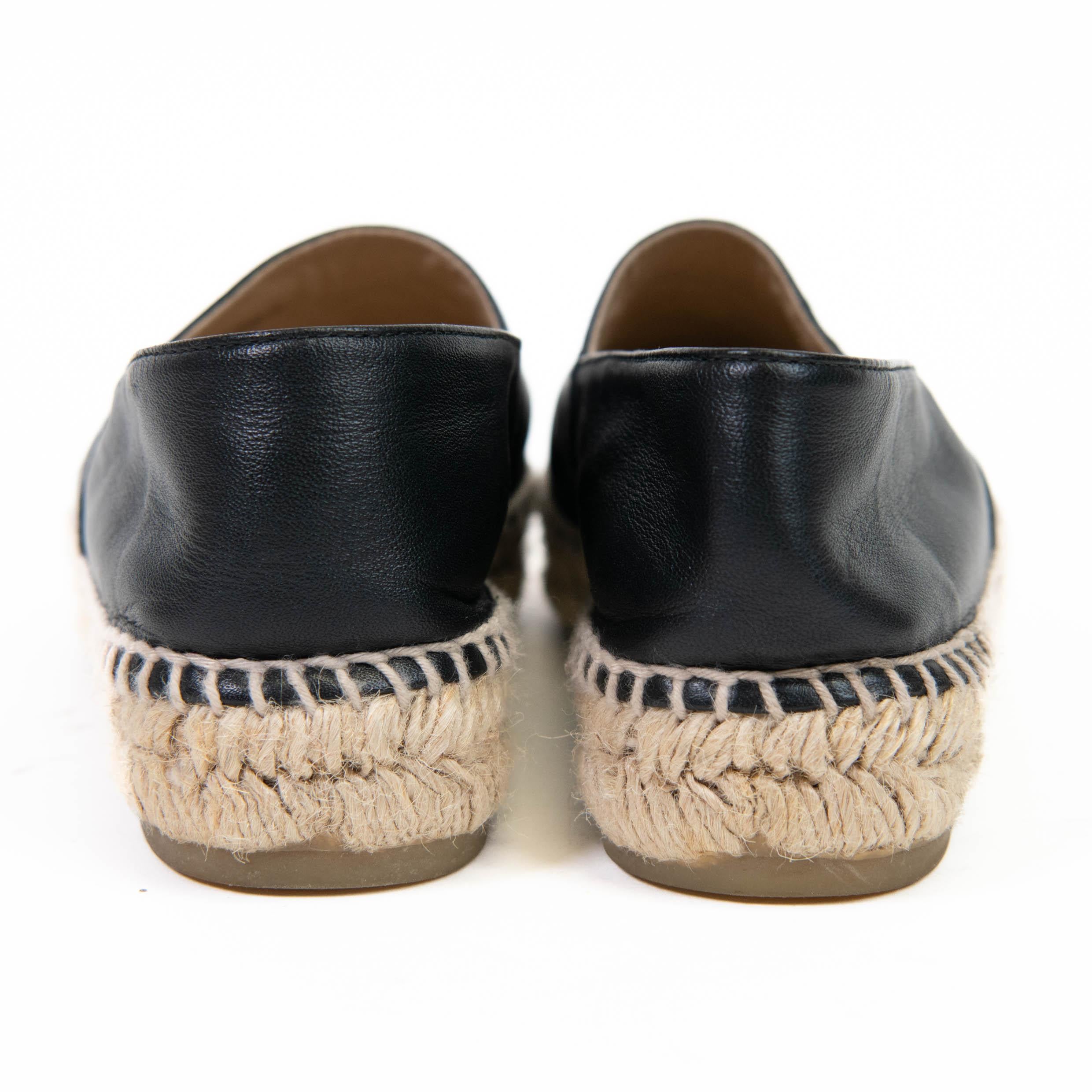 Chanel Black Lambskin CC Espadrilles Size 35 1