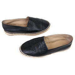 Chanel Espadrilles aus schwarzem Lammfell CC Größe 35