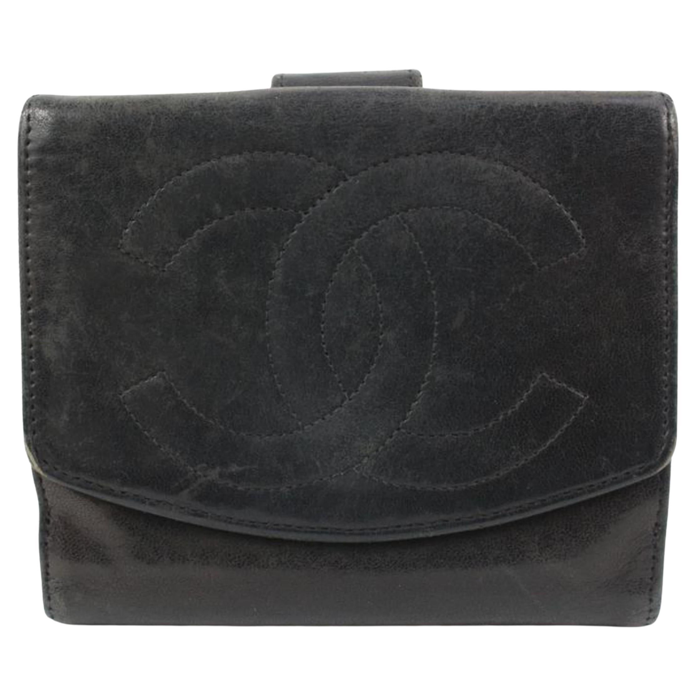 Chanel Black Lambskin CC Logo Coin Purse Change Pouch Wallet 17ck31s For Sale