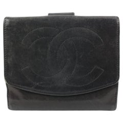 Used Chanel Black Lambskin CC Logo Coin Purse Change Pouch Wallet 17ck31s