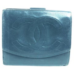 Chanel Black Lambskin CC Logo Compact Wallet Coin Purse 855900