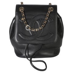 Chanel Black Lambskin CC Mania Mini Backpack