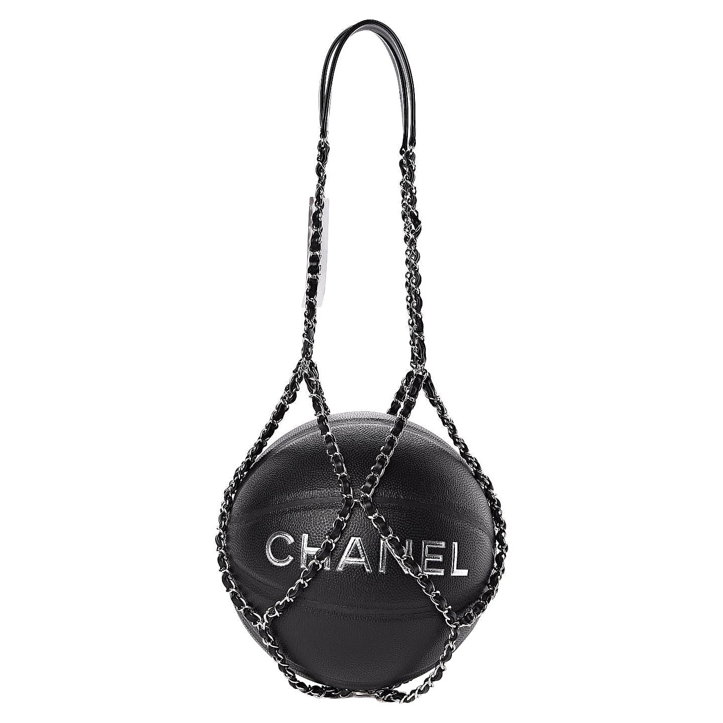 Chanel Seltene 2018 Schwarze Lammfellkette Netz Sammler Basketball  im Angebot