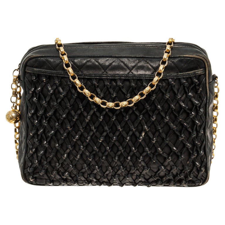 Chanel Black Lambskin Chain Shoulder Bag at 1stDibs
