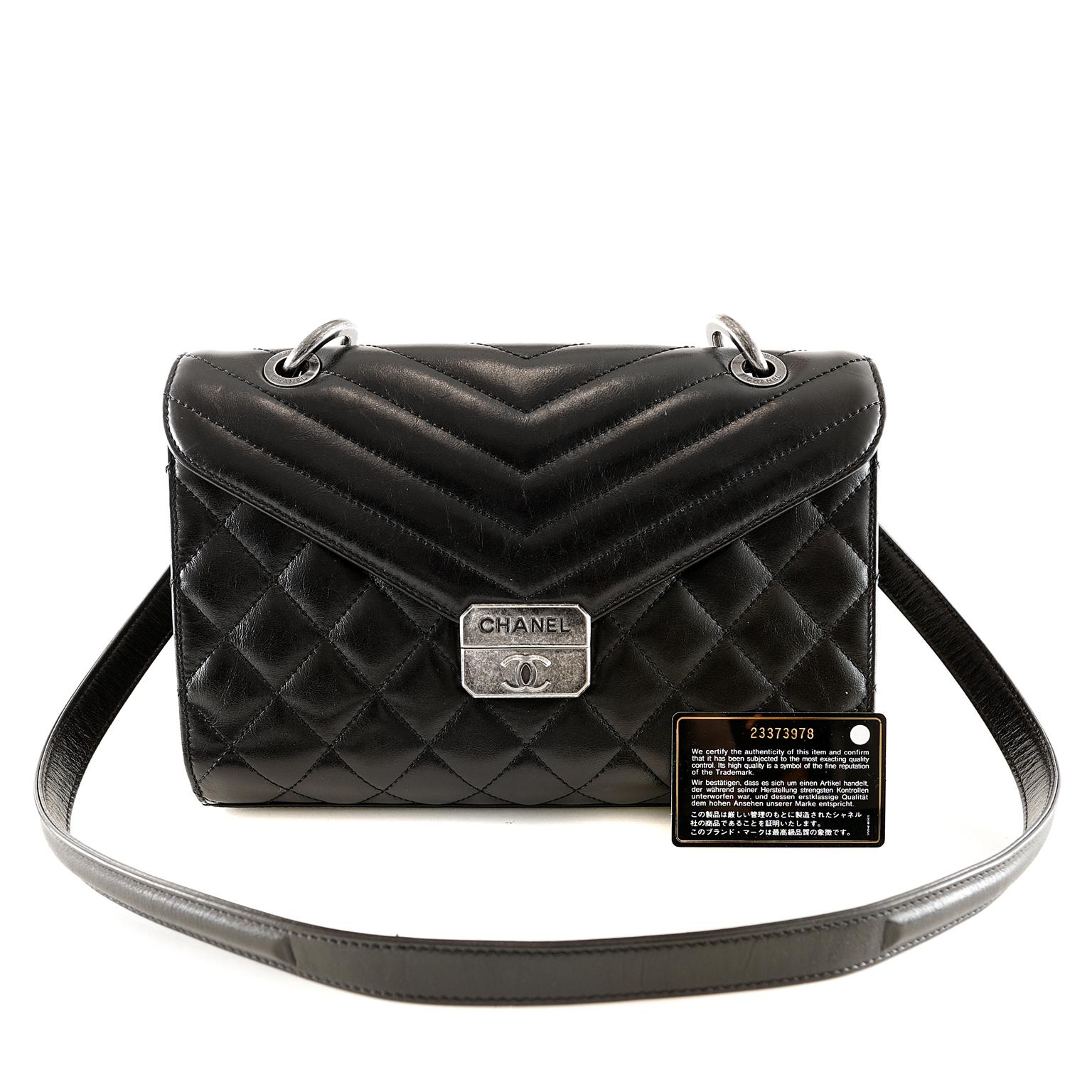 Chanel Black Lambskin Chevron Crossbody Bag 6