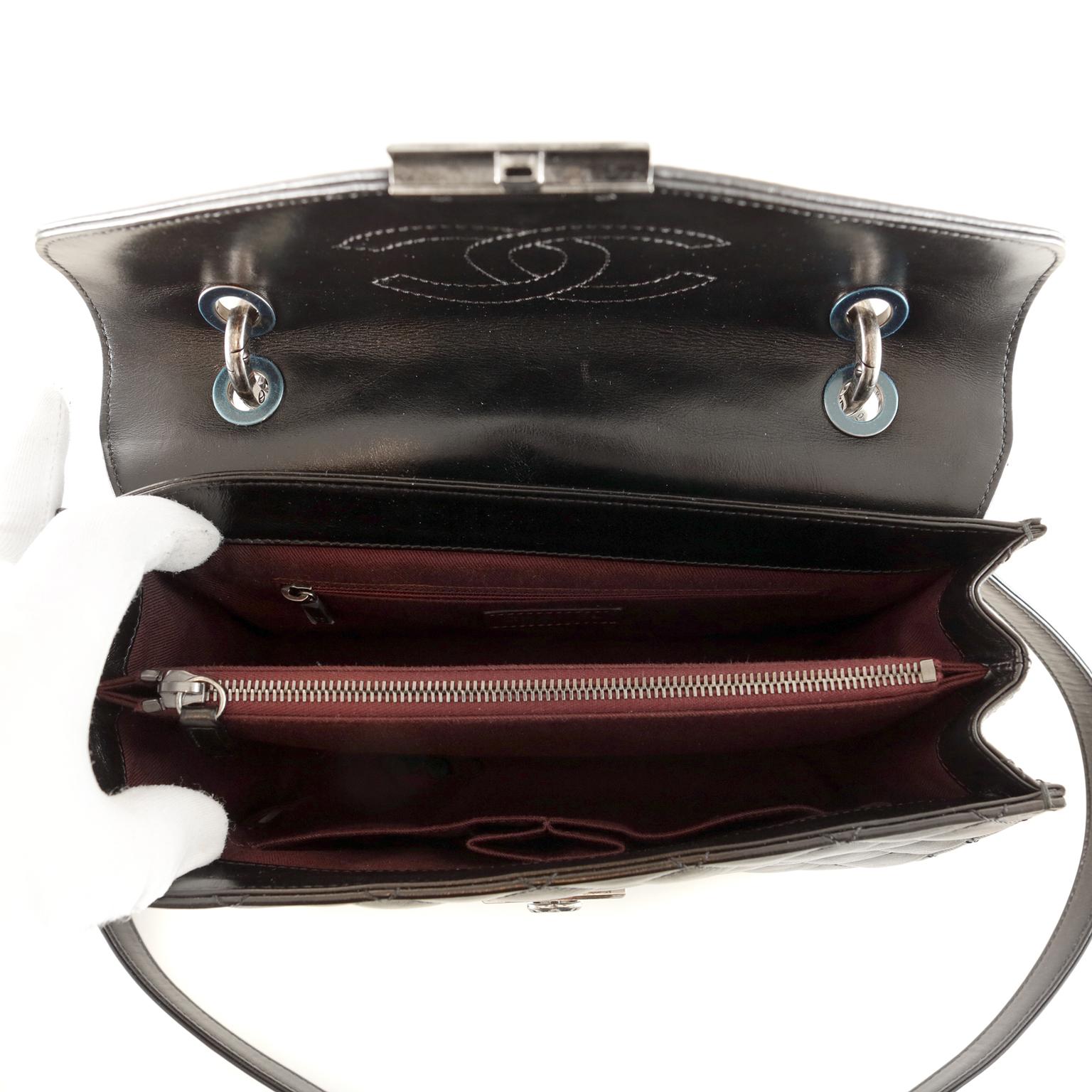 Chanel Black Lambskin Chevron Crossbody Bag 1
