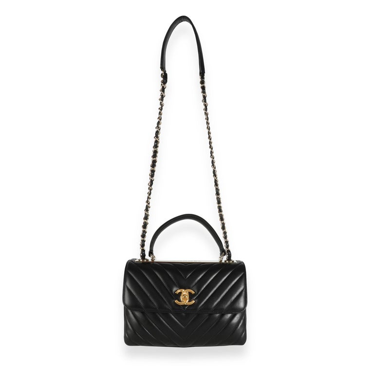 Chanel Black Lambskin Chevron Quilted Trendy CC Top Handle Flap Bag For  Sale at 1stDibs  chanel chevron quilted flap bag, chanel lambskin chevron  bag, chanel chevron quilted bag