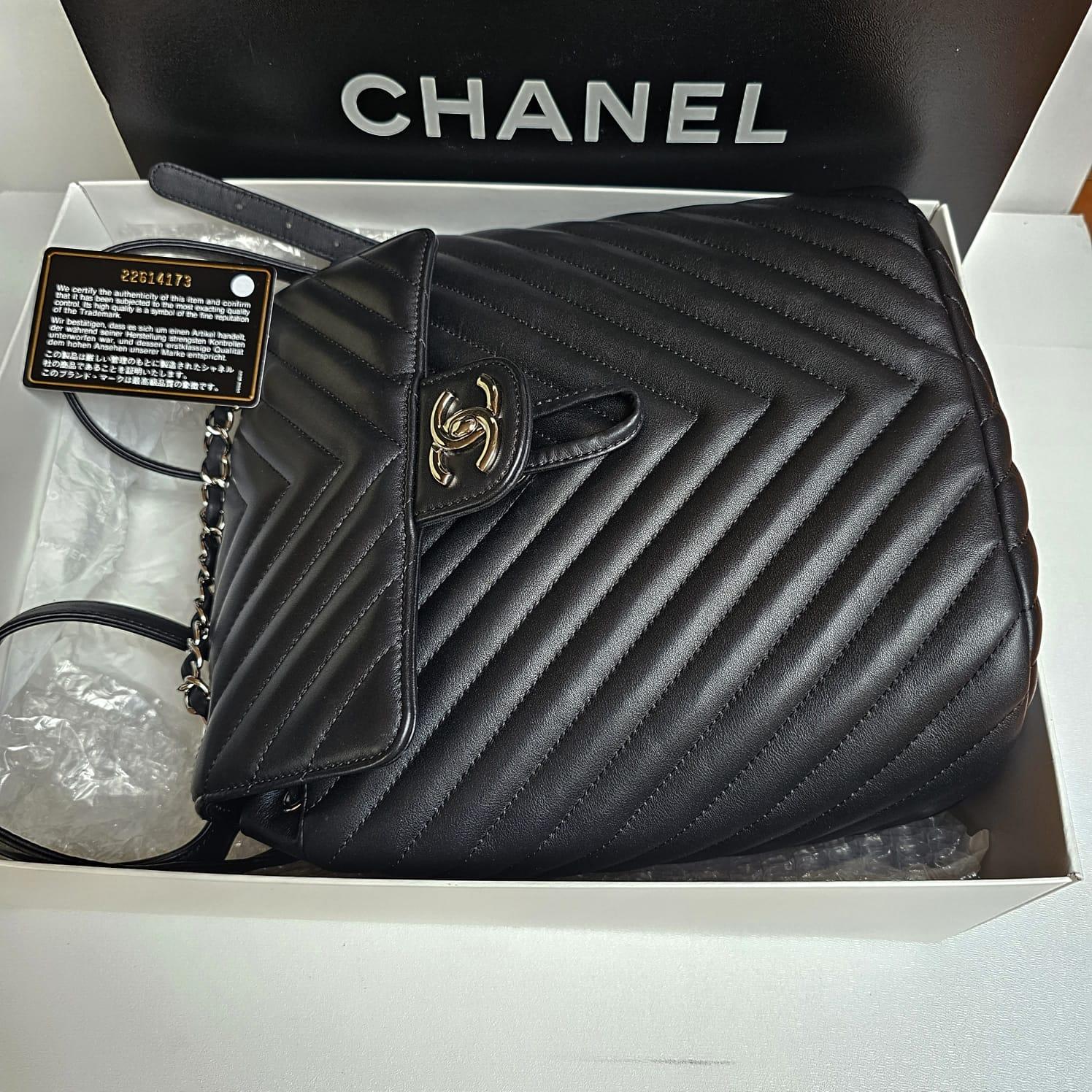 Chanel Black Lambskin Chevron Small Urban Spirit Backpack 12
