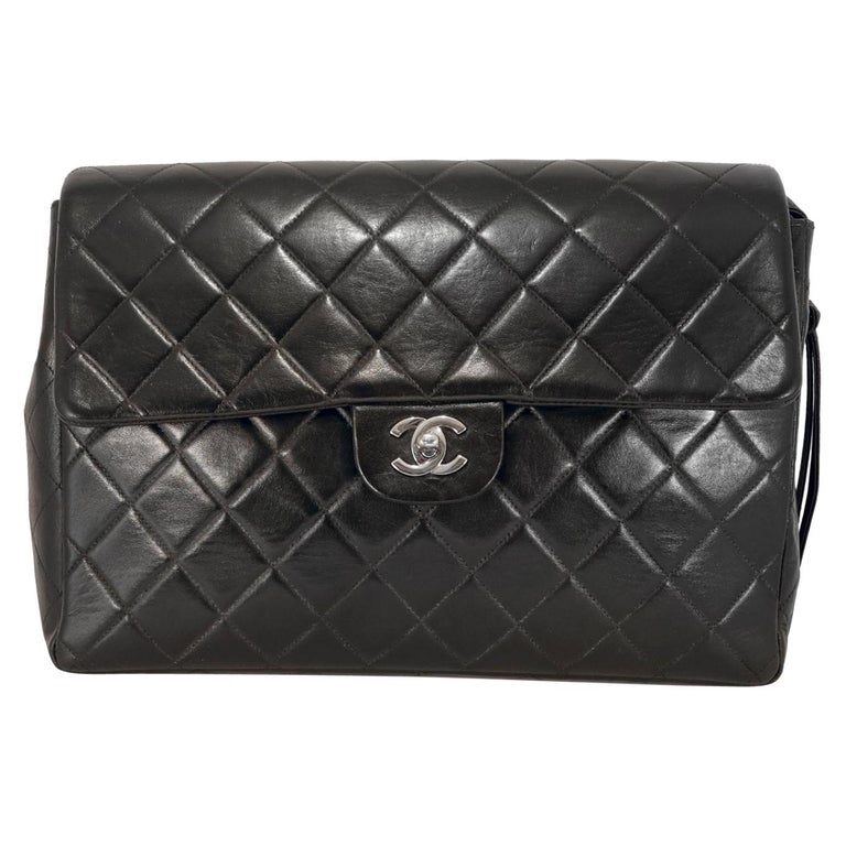 Chanel Vintage Chanel Classic 13 Maxi Jumbo Black Quilted Lambskin