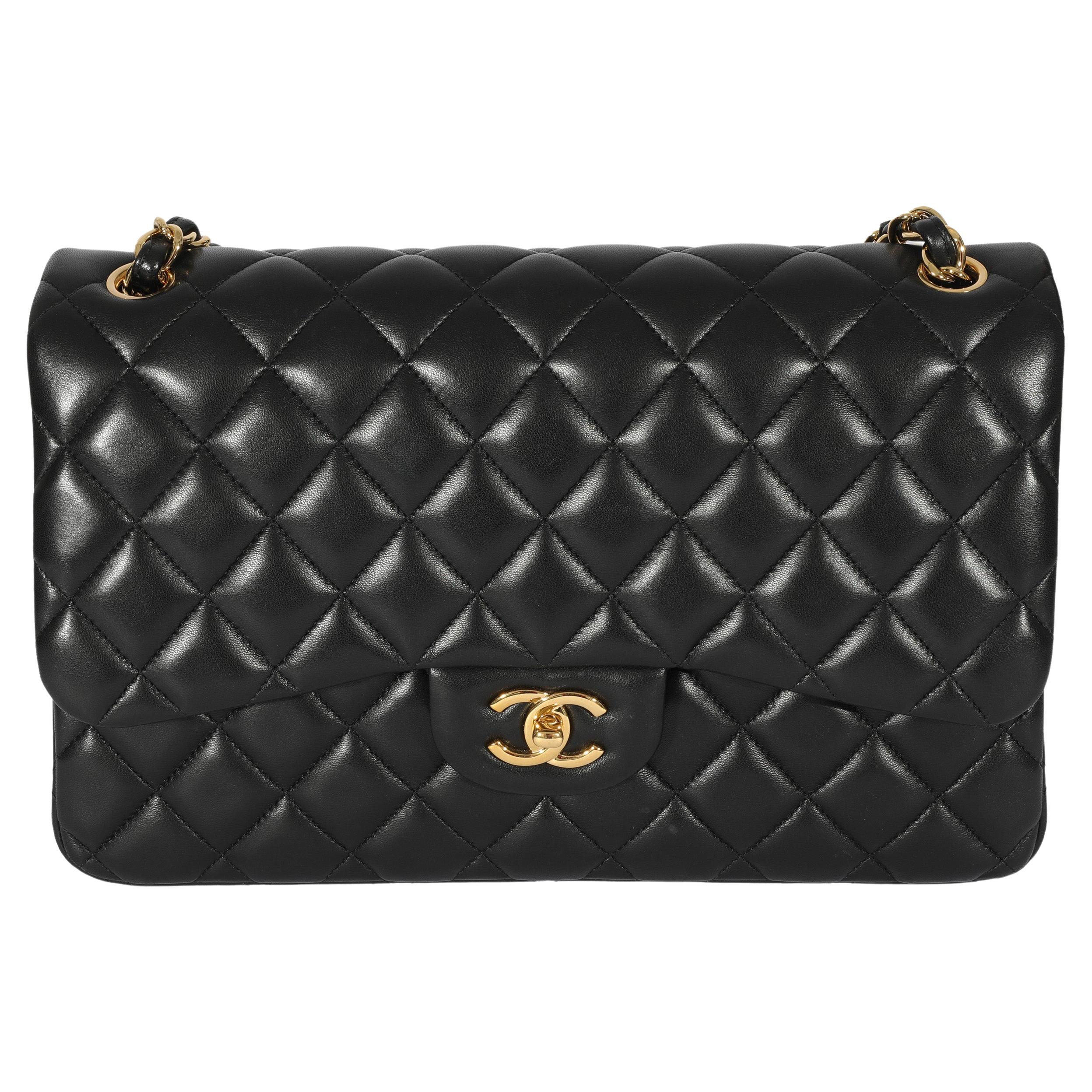 Chanel Black Quilted Patent Leather Medium Classic Double Flap Bag For Sale  at 1stDibs
