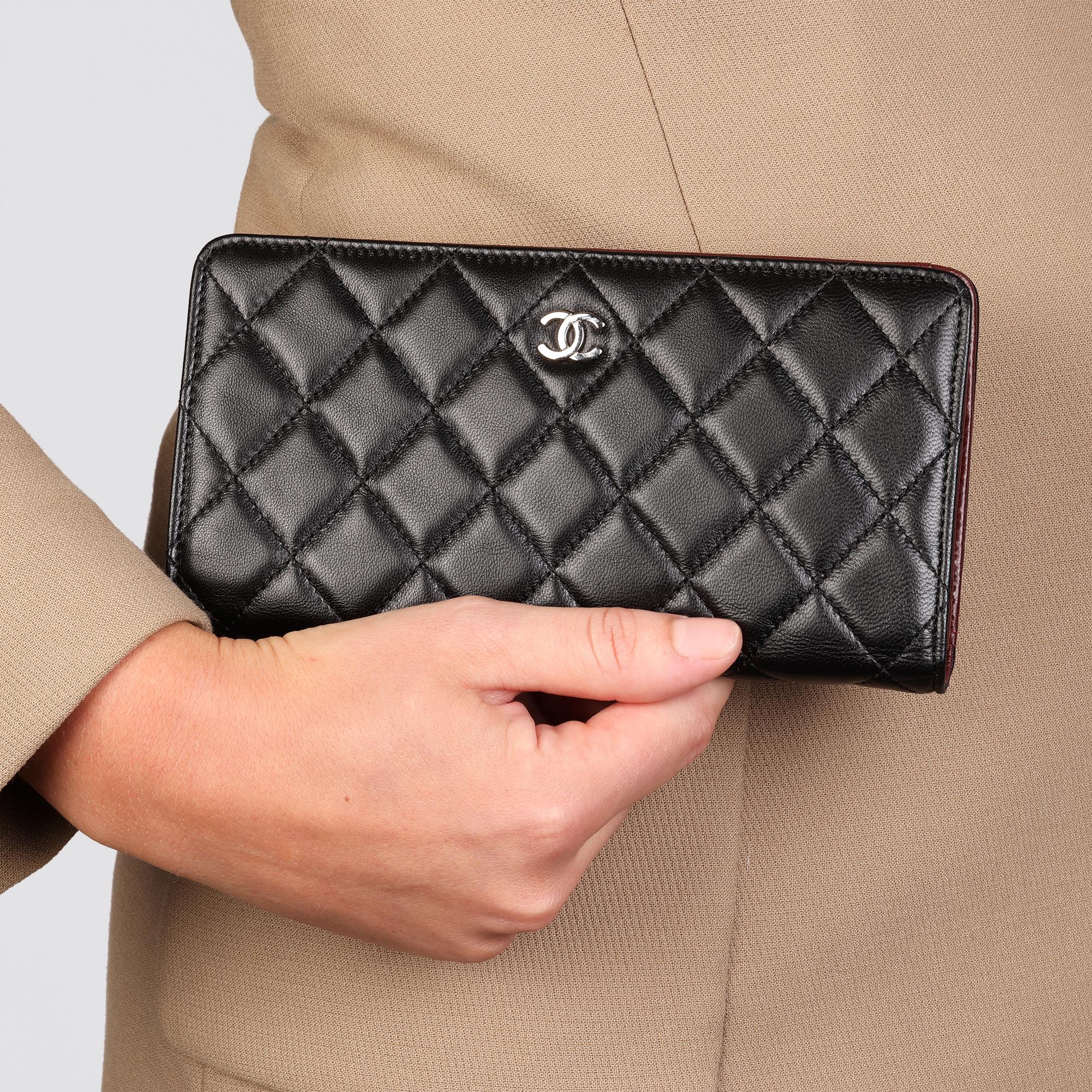 Women's or Men's Chanel Black Lambskin Classic Long Flap Wallet