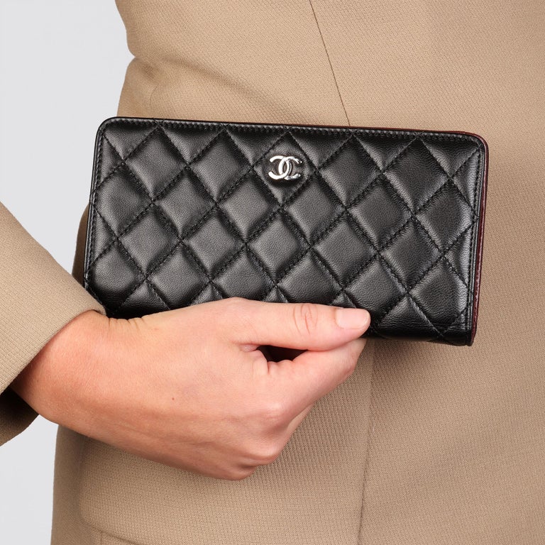 Chanel Black Lambskin Long Flap Wallet