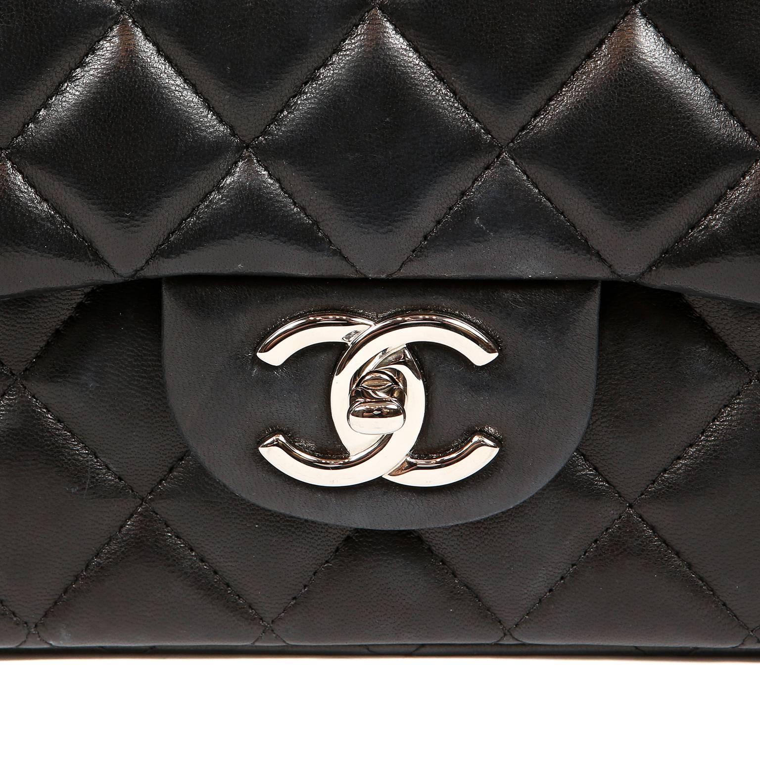 Chanel Black Lambskin Classic Maxi Double Flap Bag with Silver Hardware 1